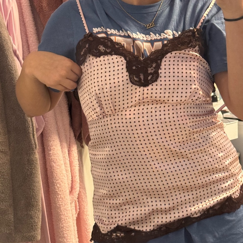 Pink and Brown Lace Top Size Xs
